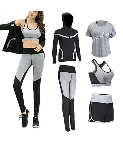 Women's Workout Yoga Jogging Fitness Suit Pants Shorts Bra Shirt Jacket