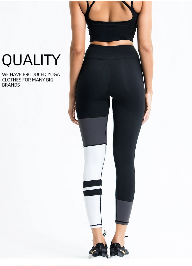 Gym Fitness Sport Wear Women Leggings Wholesale Yoga Pants Running High Waisted Striped Leggings for Women