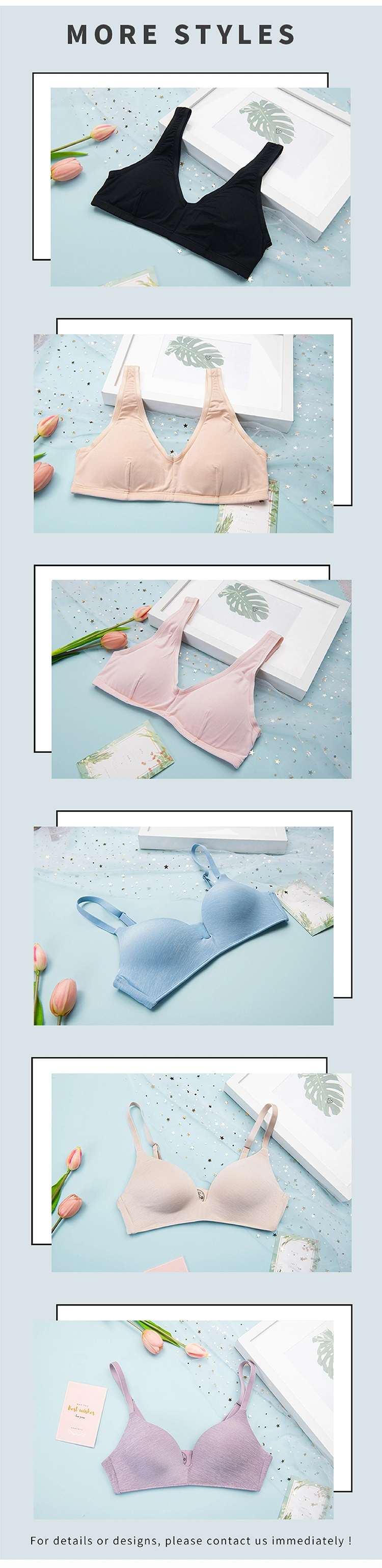 Wholesale Good Price New Light and Thin Cup Bra Comfortable Wireless Seamless Bra for Ladies