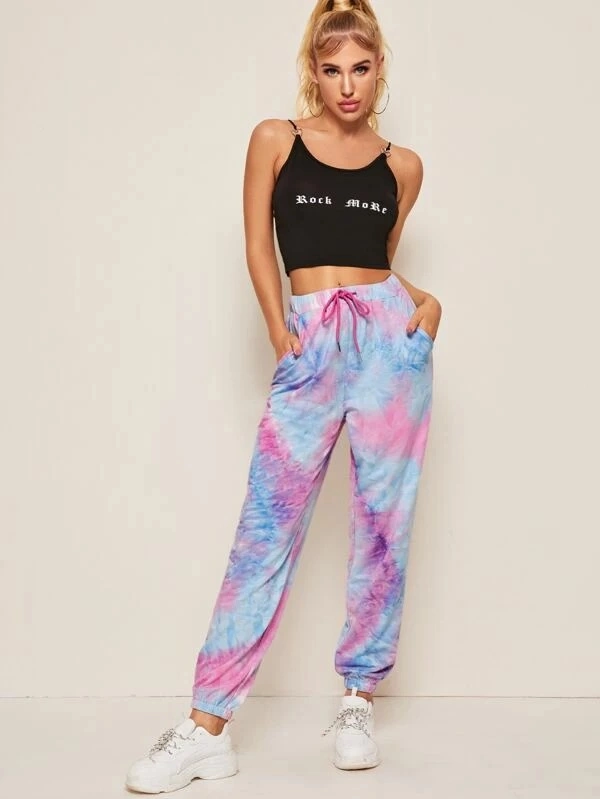 2020 Casual Mujer Jogger Stacked Yoga Pants Loose Sport Ladies Elastic Waist Trousers Tie Dye Joggers Women Plus Size Pants