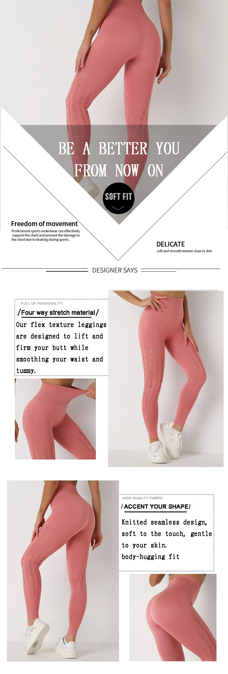 Sportswear Fitness Clothing High Waist Breathable Hollow out Gym Yoga Leggings Seamless