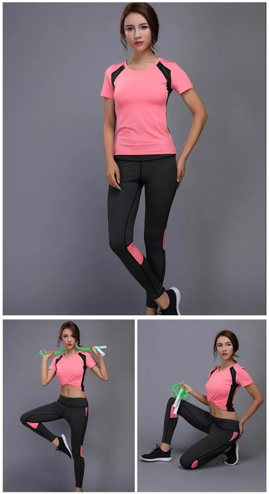 Women Yoga Set Gym Fitness Clothes Tennis Shirt+Pants Running Tight Jogging Workout Yoga Leggings Sport Suit Plus Size