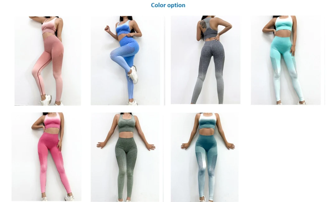 Gradient Color Gym Workout Clothes Wormen Sportswear Fitness Yoga Wear Ombre Seamless Yoga Set