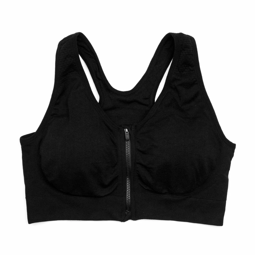 AG Women's Zip Front Sports Bra Wireless Post Surgery Bra Active Yoga Sports Bras