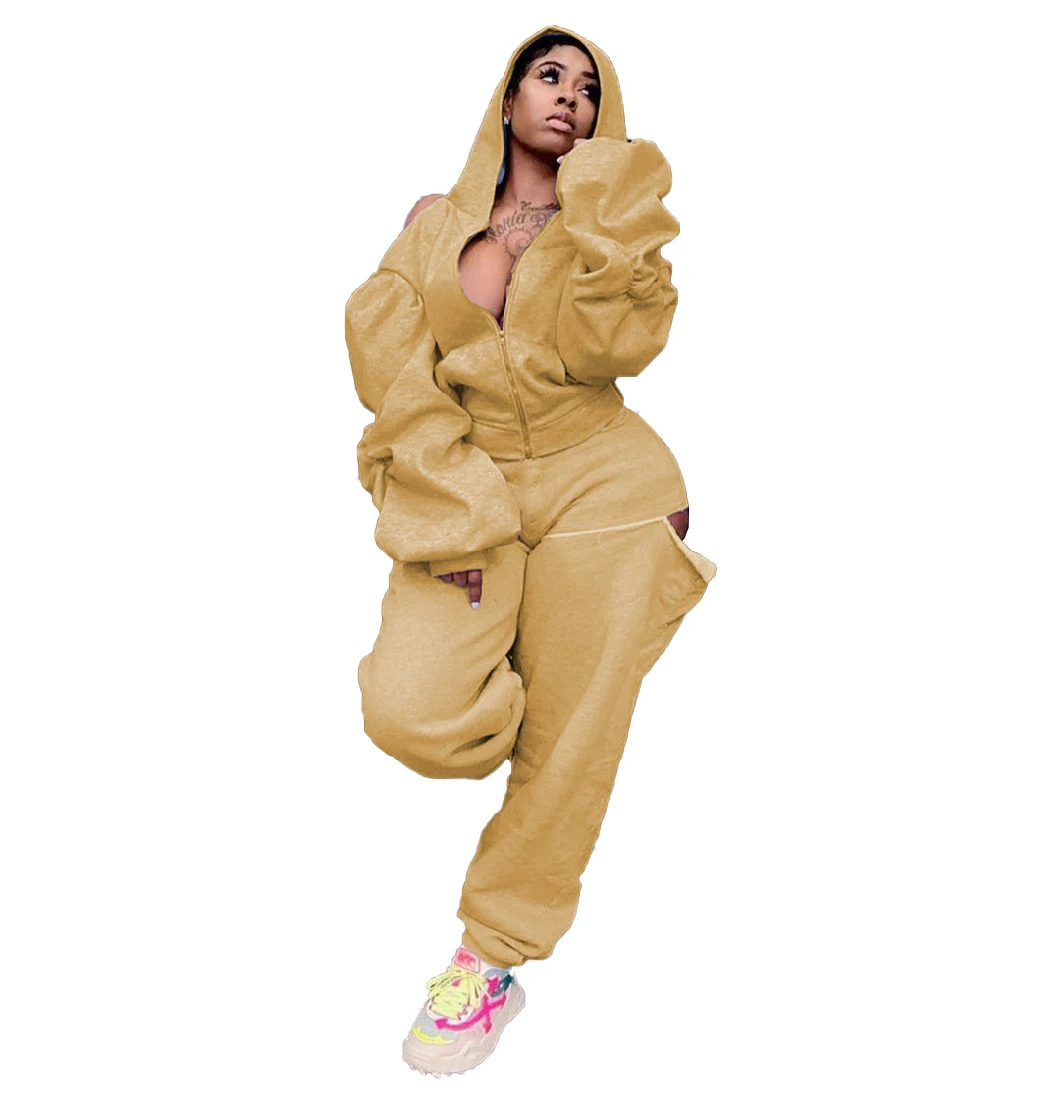 Most Popular Fall Autumn Women Hoodies Tracksuit Wide Leg Sweat Suits with Loose Pants