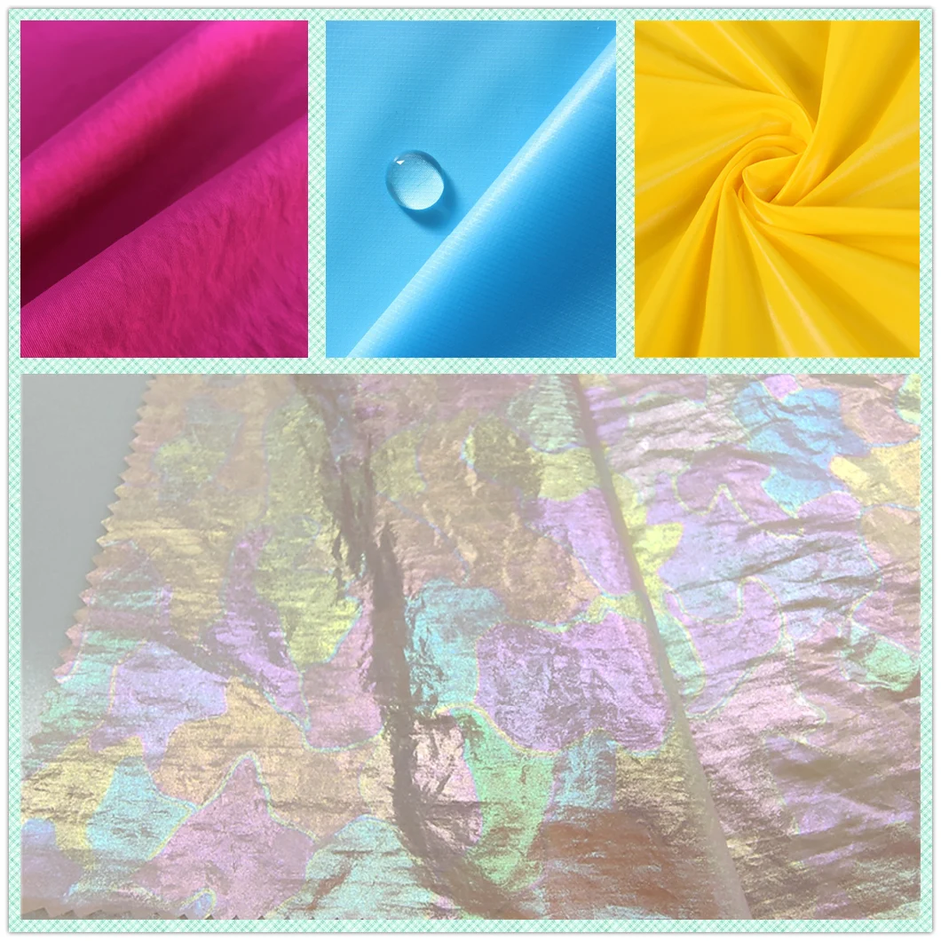 Downproof Dyed Windproof Waterproof Wet Silicone Coated Ripstop Nylon Four Ways Stretched Fabric for Garment Twill