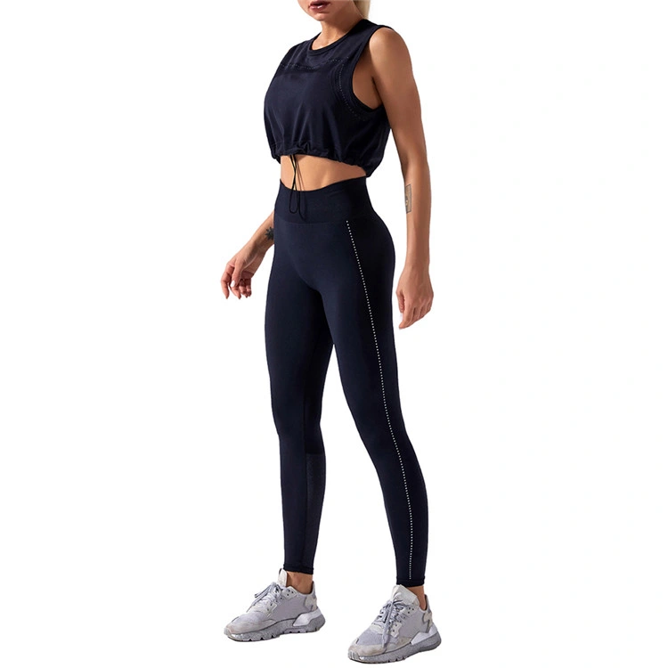 Sport Suitw Women Fitness Clothing High Waisted Workout Leggings Yoga Two Piece Set Yoga Tshirts