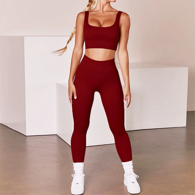 Customizable Athleisure Seamless Activewear Ribbed Yoga Set Workout Gym Sets Clothing Women