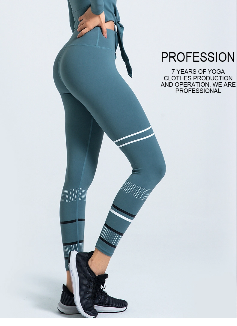 Best Selling High Quality Striped Printed Gym Pants Women Leggings Workout Clothing Brands Sports Wear