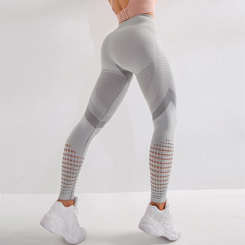 2021 Breathable Hollow High Waisted Workout Clothing Sports Pants New Girls Seamless Yoga Leggings for Women