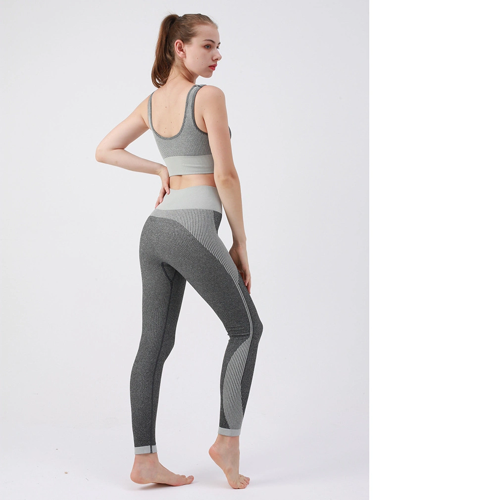 Sports Wear Clothing Knit Seamless Yoga Workout Set Fitness Running Set Compression Sports Suit Workout 2 Pieces Women Knit Yoga Set