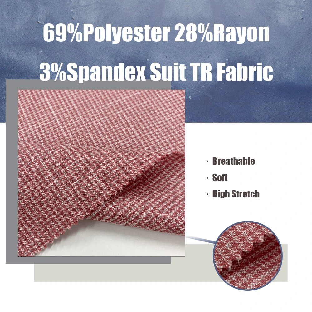 Yarn-Dyed Outdoor Tr Fabric Stretch Fabric Jacquard Elastane Strip Fabric Polyester Rayon Spandex Suit Fabric Tr Fabric