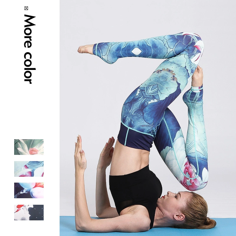 Sexy Sublimation Polyester Spandex Legging Yoga Skinny Gym Yoga Leggings Plain Pants for Women