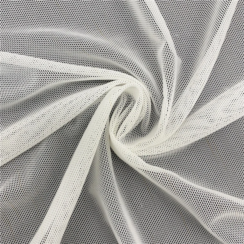 Super Soft White Stretch Nylon and Spandex Power Mesh Fabric