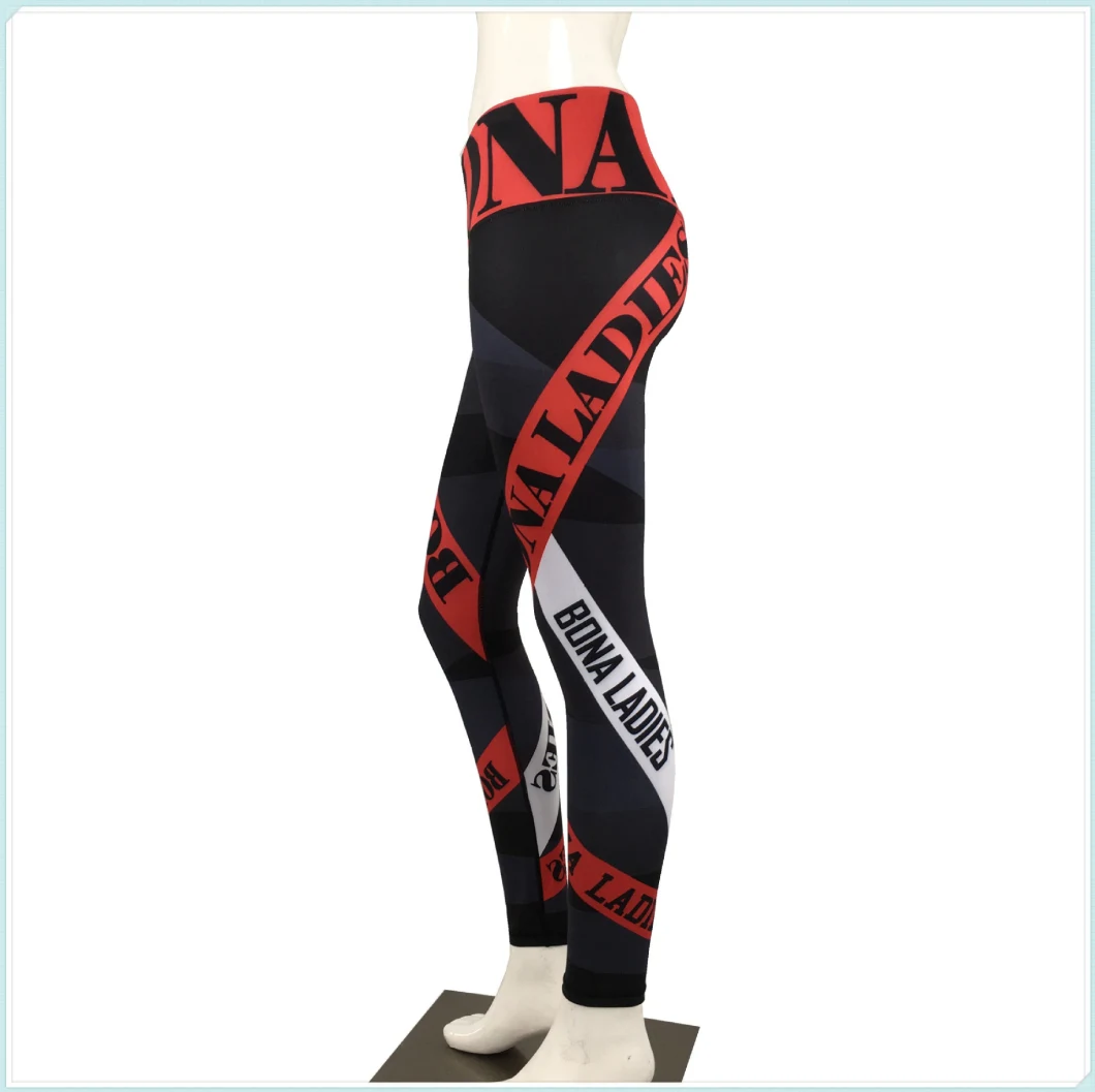 Yoga Pants Women Sexy Red Striped Letter Printing Gym Sport Leggings Tight Fitness Athletic Leggings Sportswear