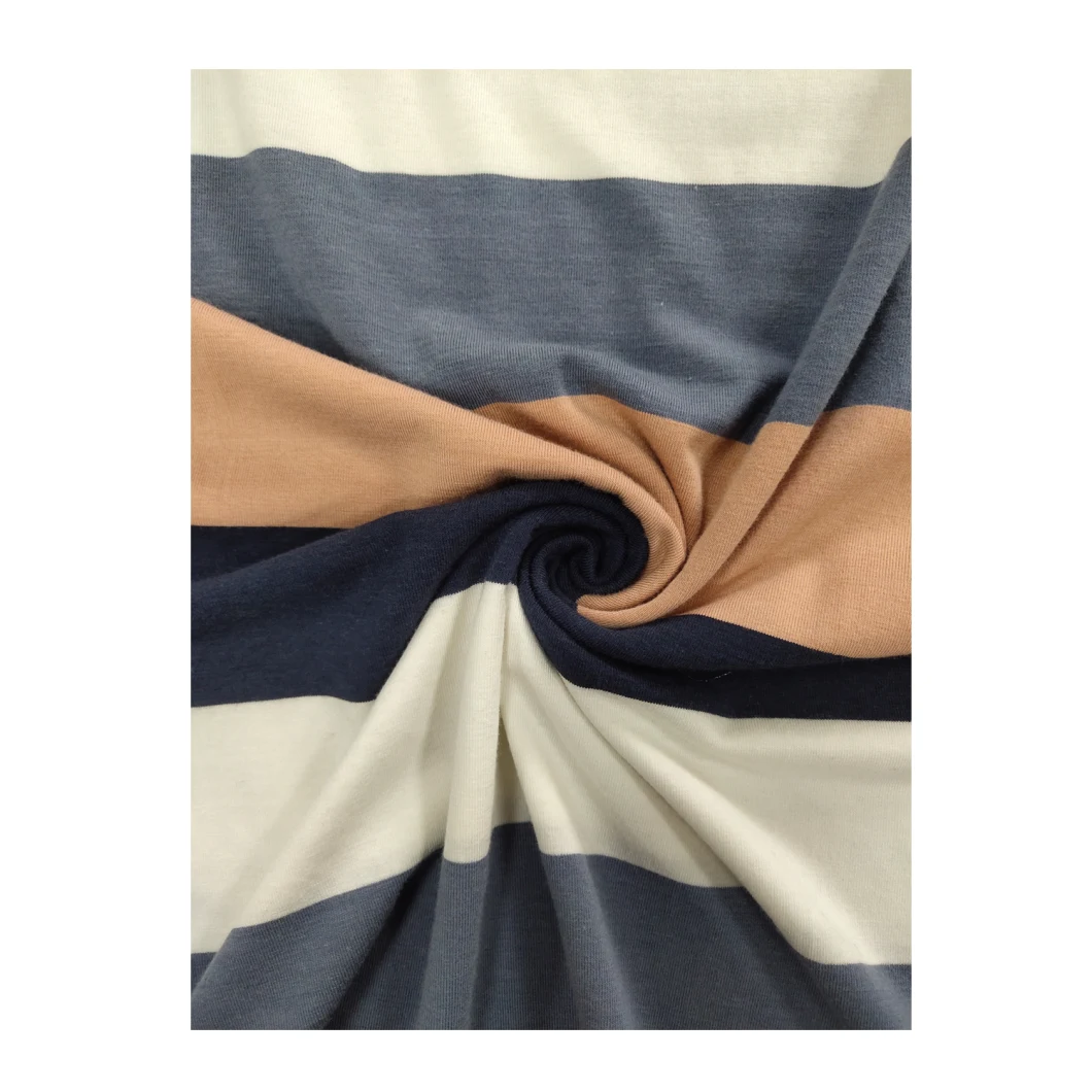 Major Cycle Yarn-Dyed Stripe Bamboo Fabric Single Jersey High Tensile Knitting Fabric for Garment