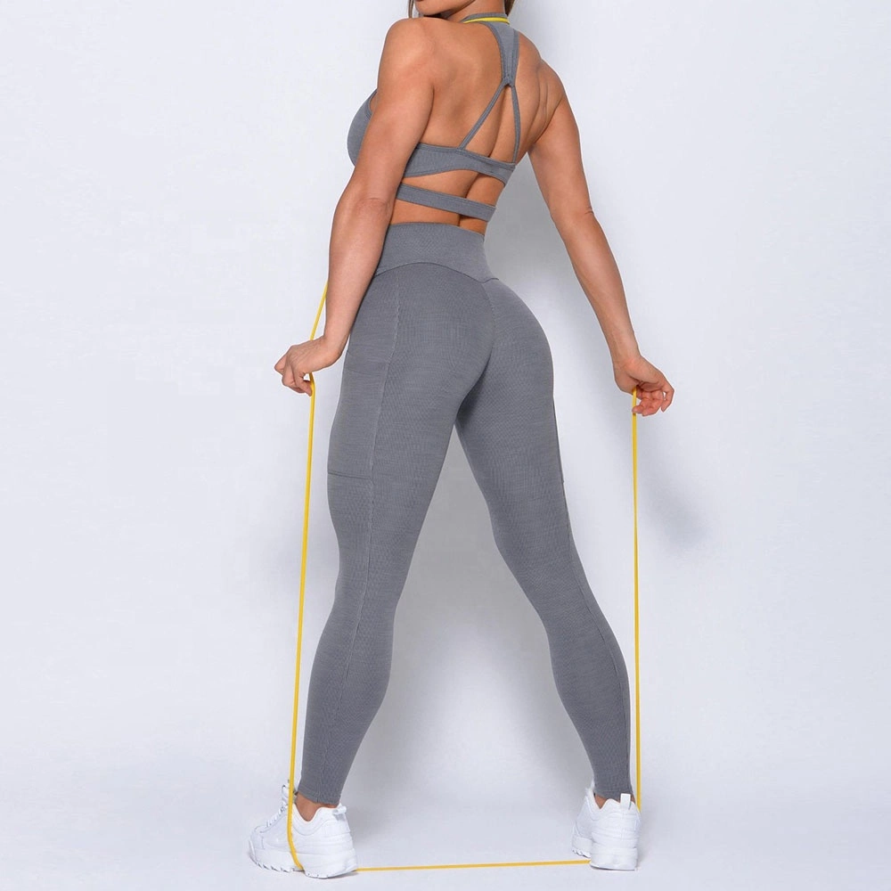 Dry Fit Custom High Waisted Yoga Leggings and Sports Bra Set Compression Gym Tight Pants Wear Sexy Women Fitness Sets