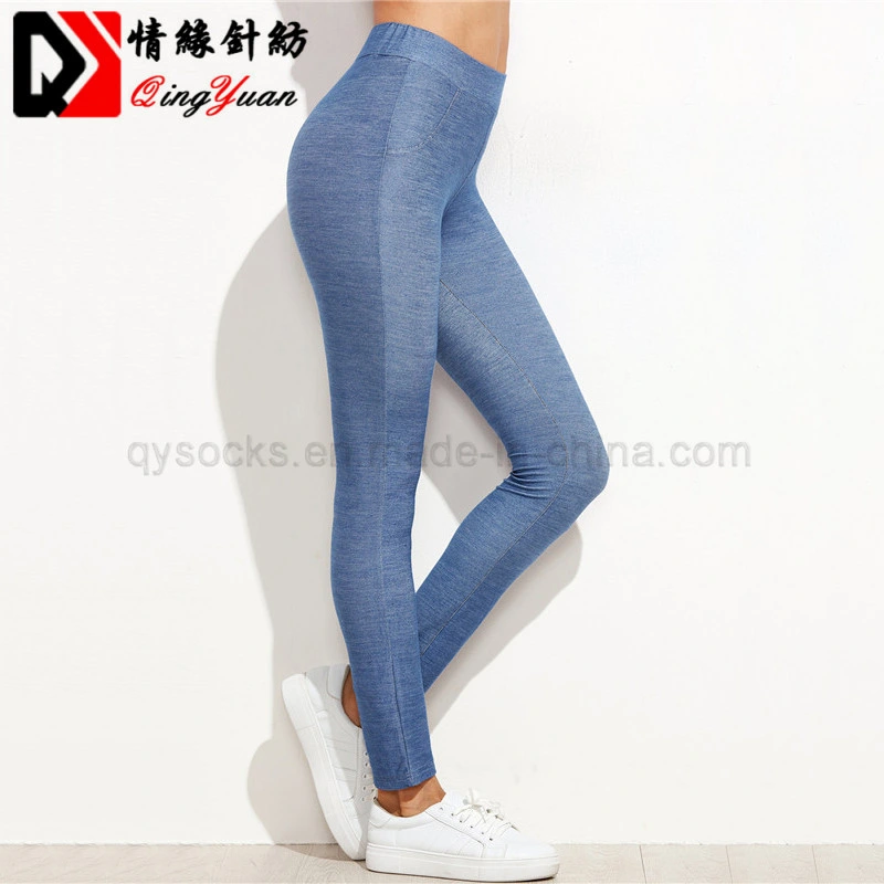 Women Winter Warm Leggings Womens Fitness Wear Winter Pants Women Blue Denim Look Skinny Leggings