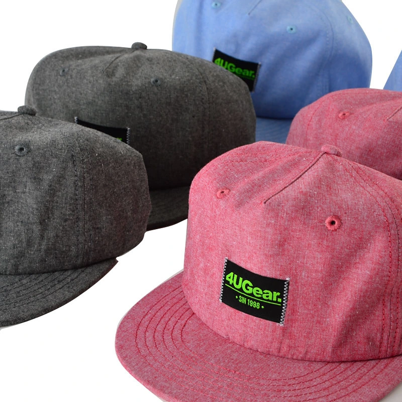 Flat Brim Soft Label Patch Custom Snapback Hat Cap
