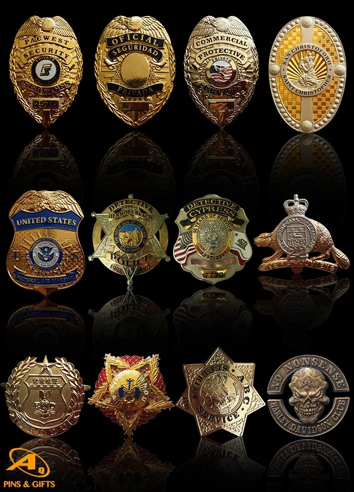 Special for Awards with Golden with Leather Color and Color Infilled Metal Custom Security Police Badges