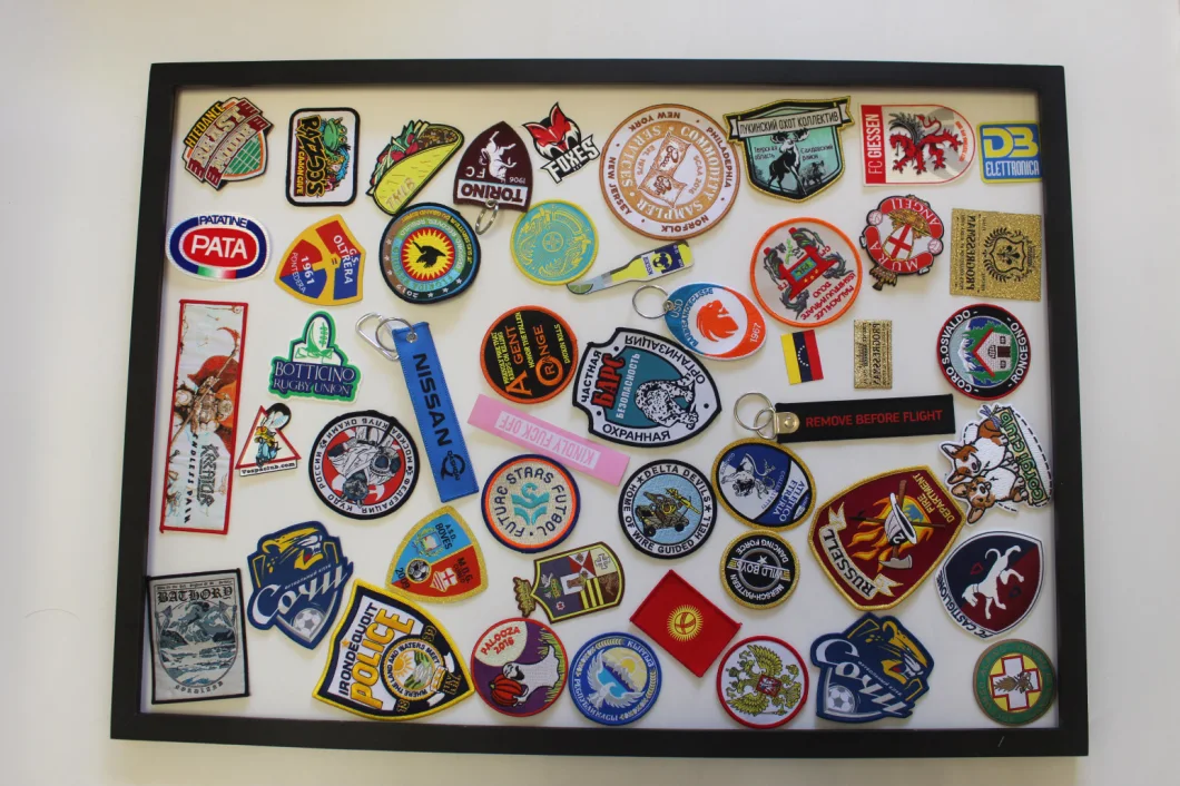OEM Factory Price Merrow Border Sew on Woven Patch for Woven Badge