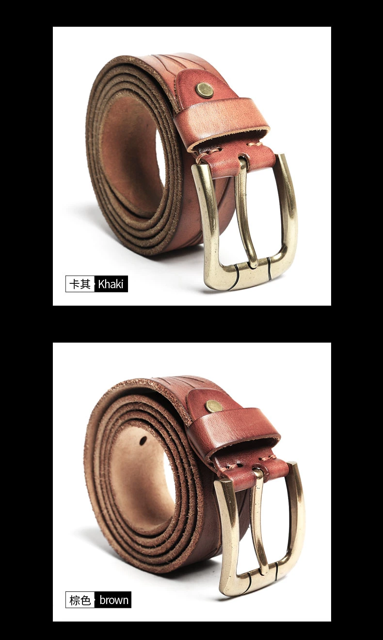 Cowhide Genuine Leather Belts for Men Brand Strap Male Pin Buckle Vintage Jeans Belt Long Waist