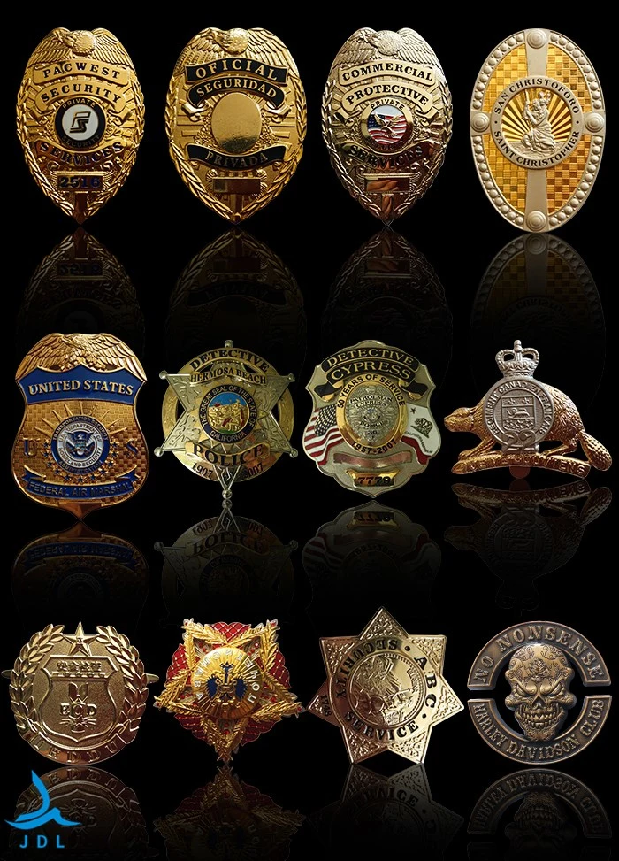 Promotion Alloy/Brass with Gold/Silver School/Fish Metal Custom Security Police Badges