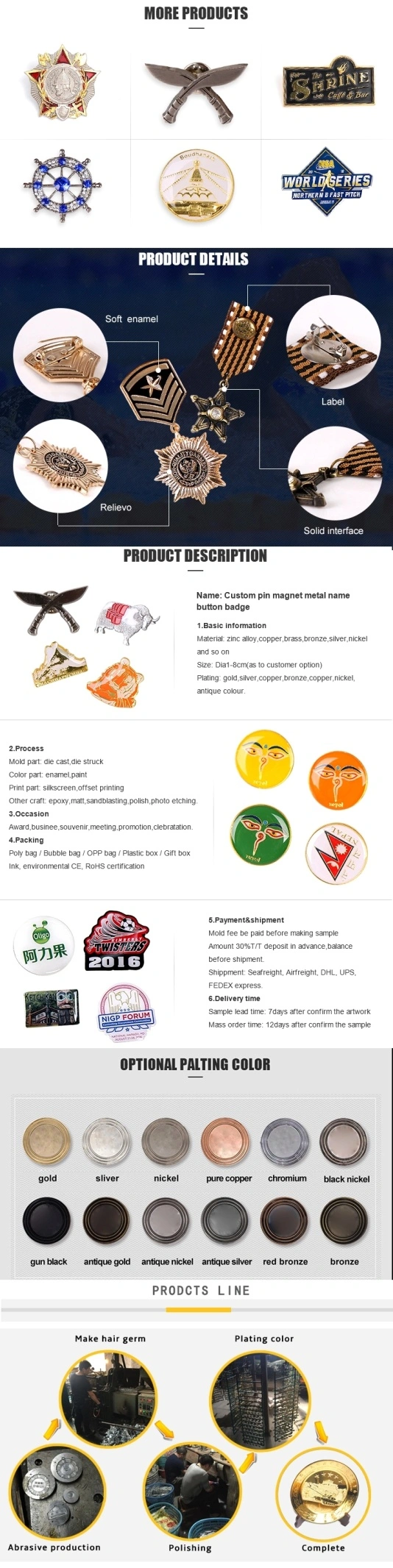 New Products Existing Mould Epoxy Countries Metal Labels Pins Badges