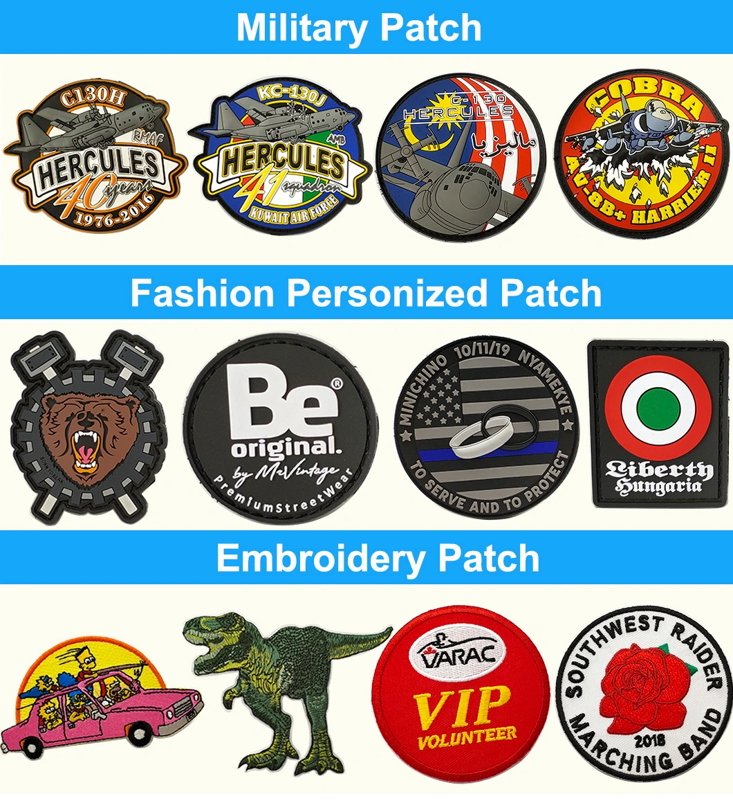 Factory Custom Personalized Garment Accessories PVC Material Colorful Patches Us Flag Police Uniform Badges Any Logo Rubber Applique Patches with Design