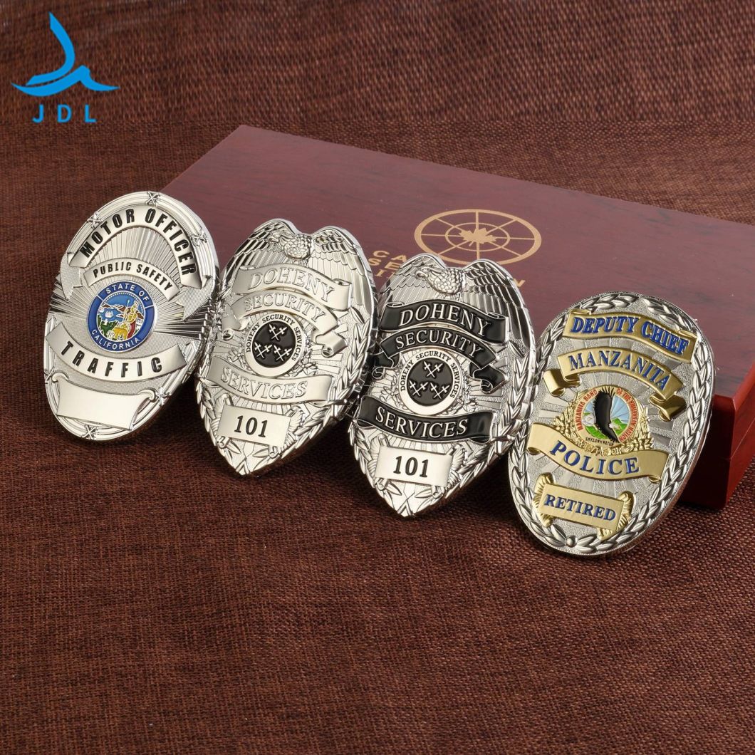 High Quality Zinc Alloy Die Casting Military Items Name Metal Custom Security Police Badges
