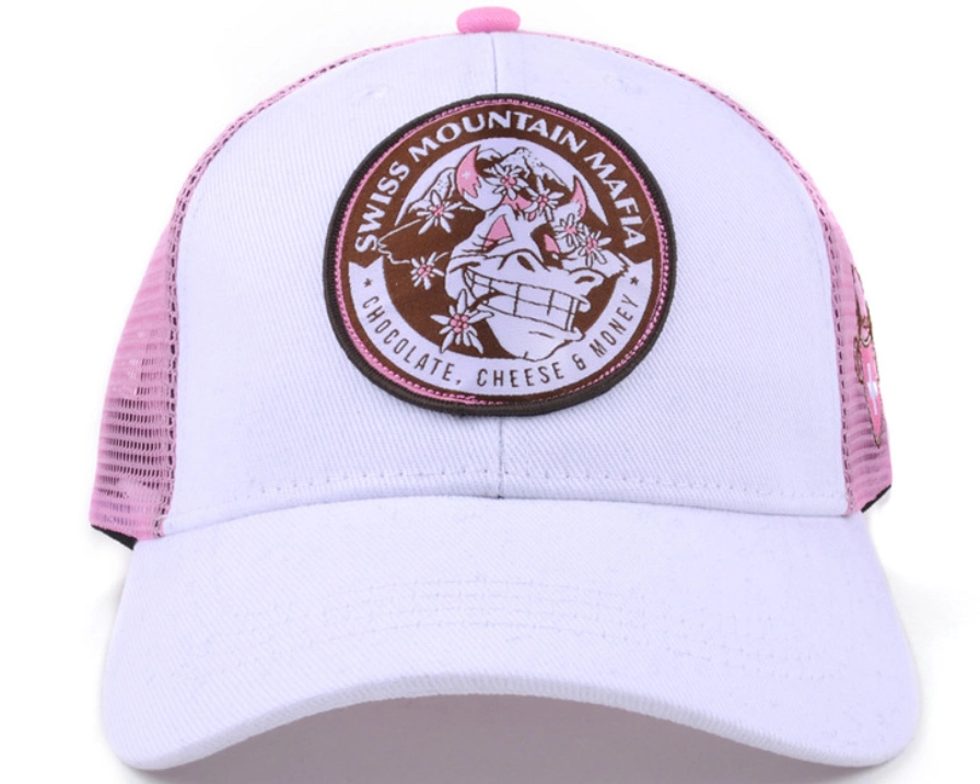 Structured Cotton Twill Mesh Back Customize Embroidered Patch Curved Bill Women Trucker Cap