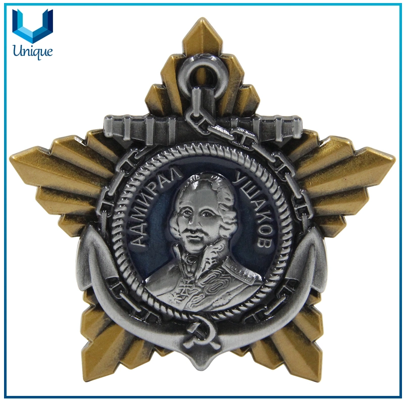 Antique Silver 3D USA Marshal Badge, Custom Metal Military Badge / School Badge for Souvenir Honor Gifts