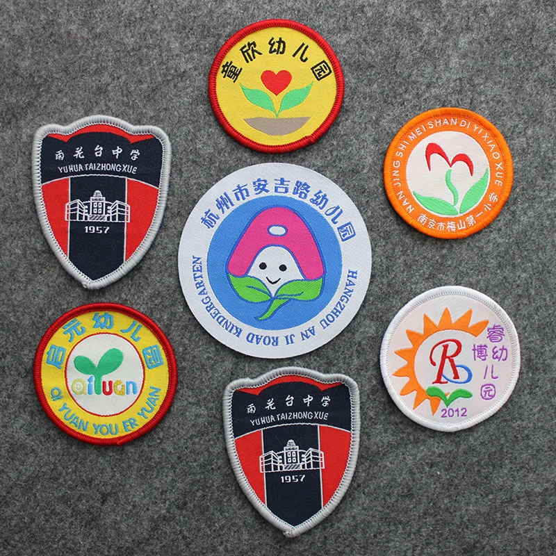 Customized Circle School Fabric Embroidered Woven Patch Badge