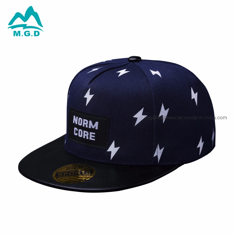 Woven Label Patch Custom Whole Crown Logo Printing Leather Flat Peak Bill 5-Panel Hip-Hop Structured Contrasting New Era High Quality Snapback Hat Cap