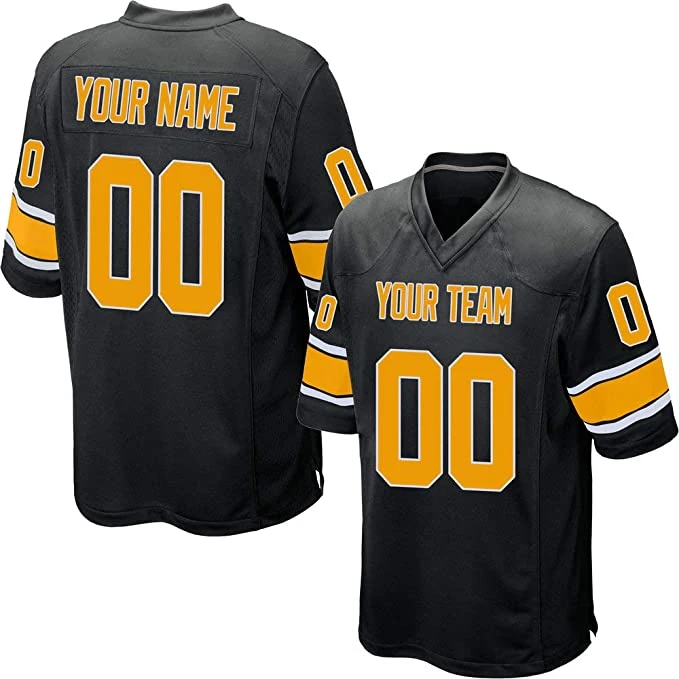 Custom Black Mesh Replica Football Game Jersey Embroidered Team Name and Your Numbers