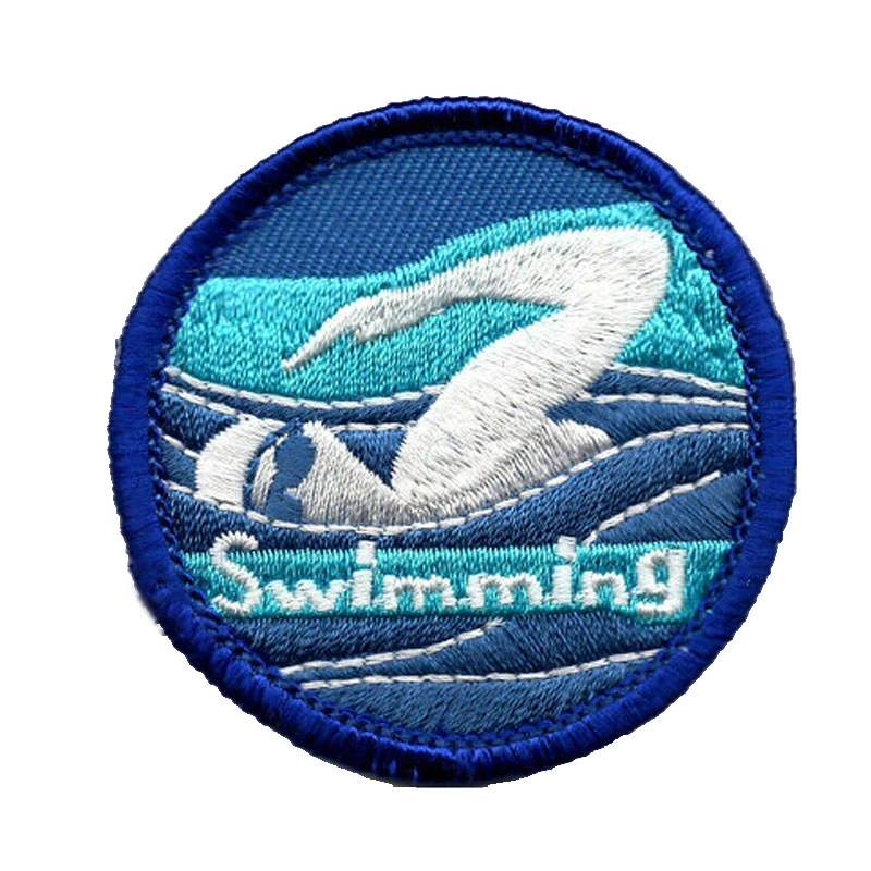 in Stock Embroidery Club Patches Water Sports Emblems with Iron-on Backing