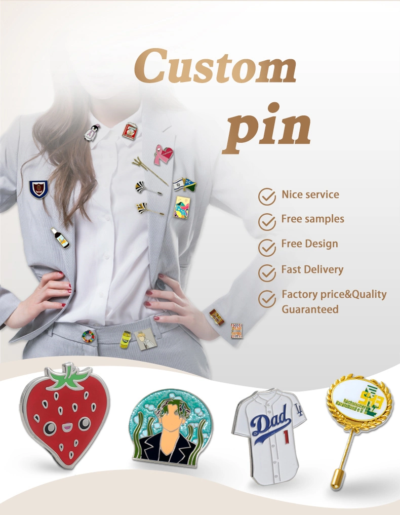 Custom Wholesale Metal Glitter Round Soft Hard Enamel Lapel Pin Name Badge