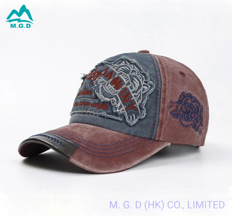Washed Cotton Flat Embroidered Patch 5 Panel Baseball Cap