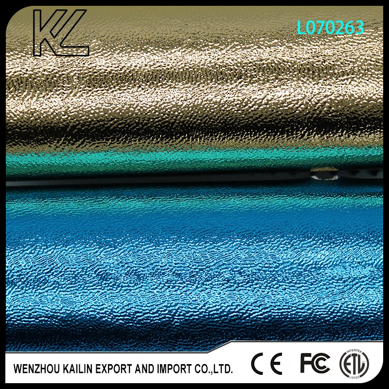 PU Embossed Metallic Leather for Hand Bags Metallic Shiny PU Foiled Leather