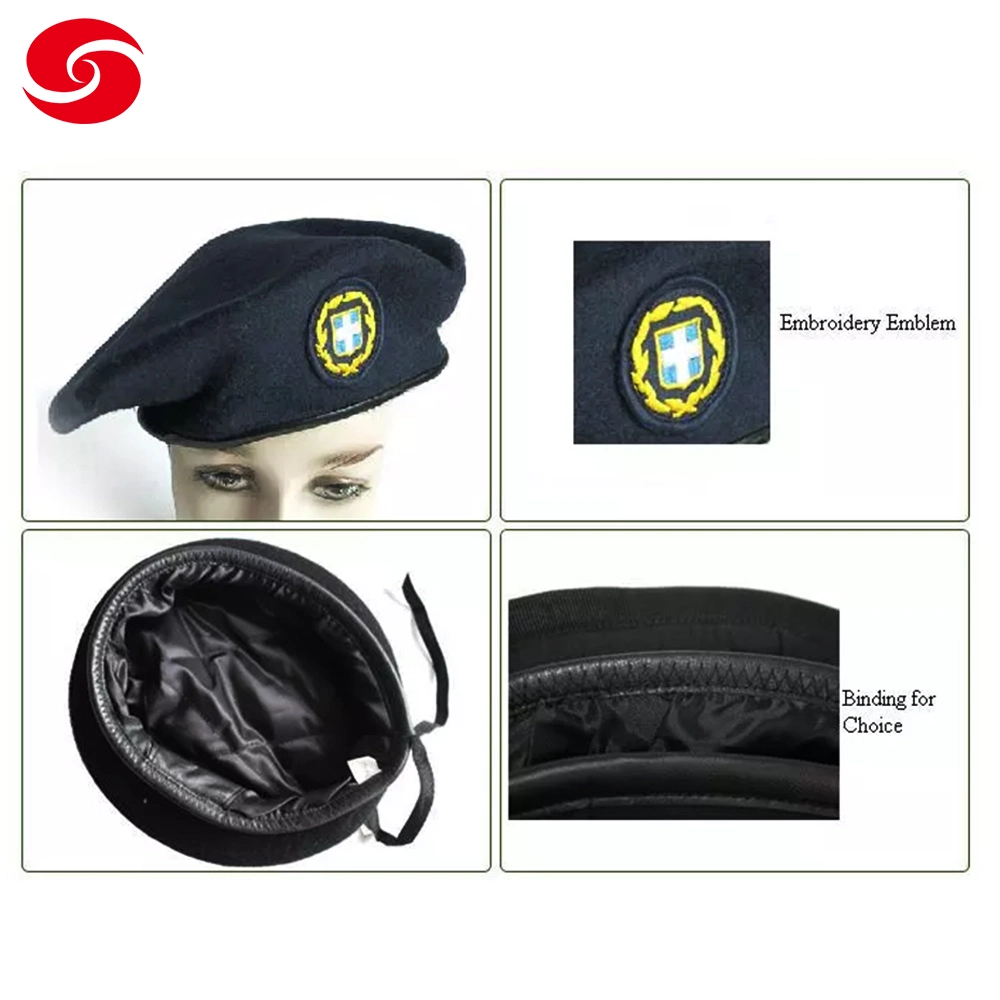 Wool Army Beret Cotton Lining Military Cap Beret with Badge