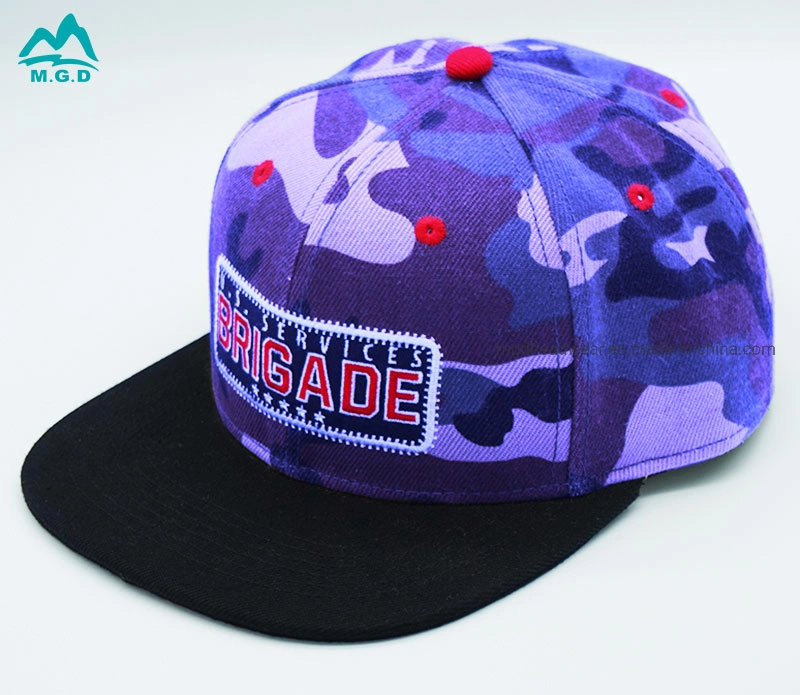 Camo 6 Panel Snapback Mesh Hip Hop Street Dance New Blank Ra Hat with Woven Patch Design Your Own Cap