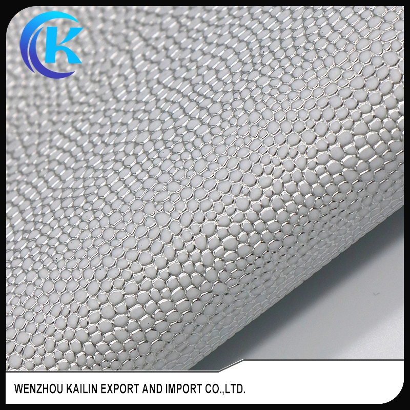 PU Embossed Metallic Leather for Hand Bags and Fashion Shoes Metallic Shiny PU Foiled Leather