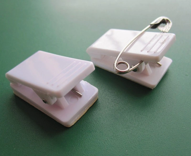 Pressure-Sensitive Plastic ID Card Name Badge Clips with Sticky Pad