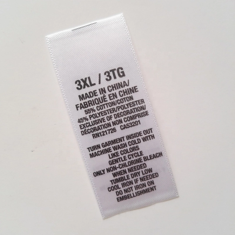 Custom Design Printing Clothes Size Wash Printing Label