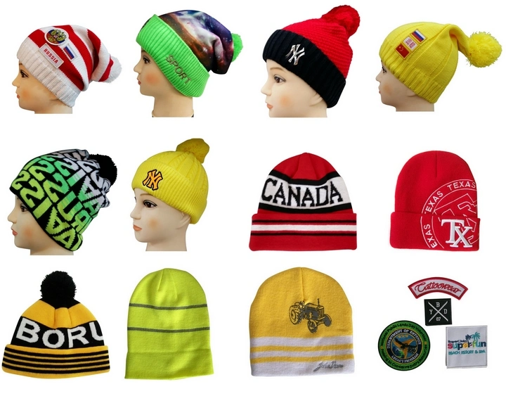 Fashion Slouch Knitted Hat with Embroidery Badge NTD1635