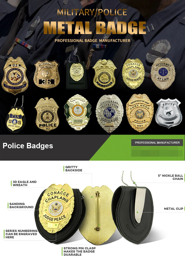 Printing with Epoxy Coating Stainless Steel Printed Metal Custom Security Police Badges