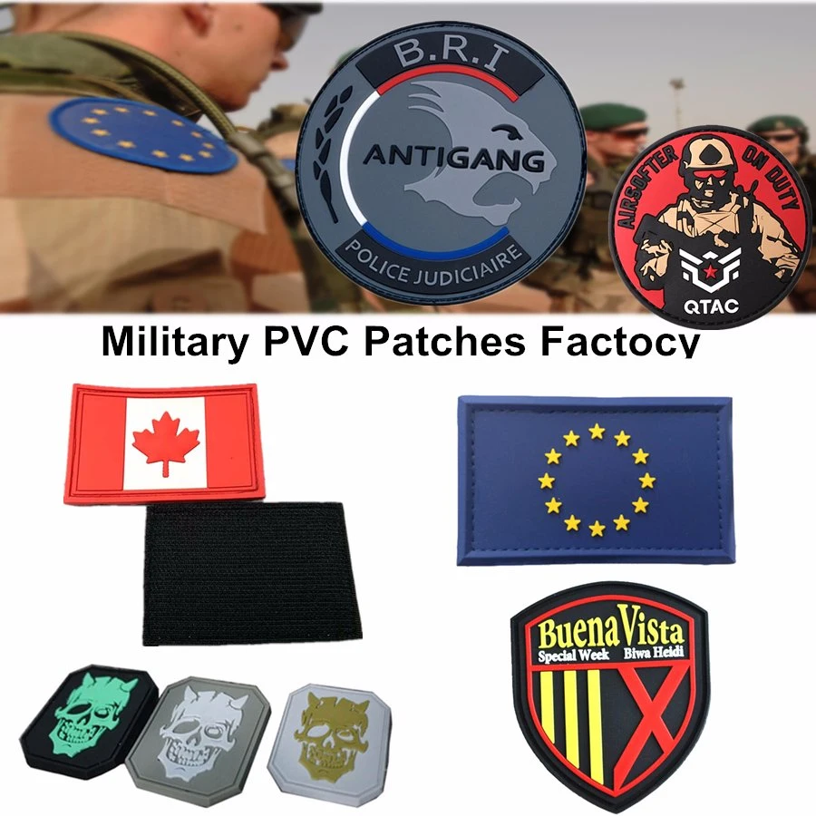 Promotional Gifts Manufacturers Wholesale Custom Logo Military Rubber Badge Magic Band PVC Patch Embroidery Badges