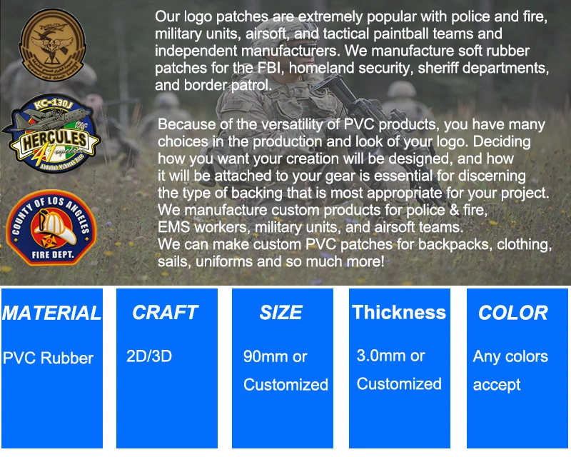 Custom PVC Rubber Personalized Clothing Label Patch Art Crafts Garment Accessories Military Navy Tactical Patches Police Uniform Decoration Embroidery Patch