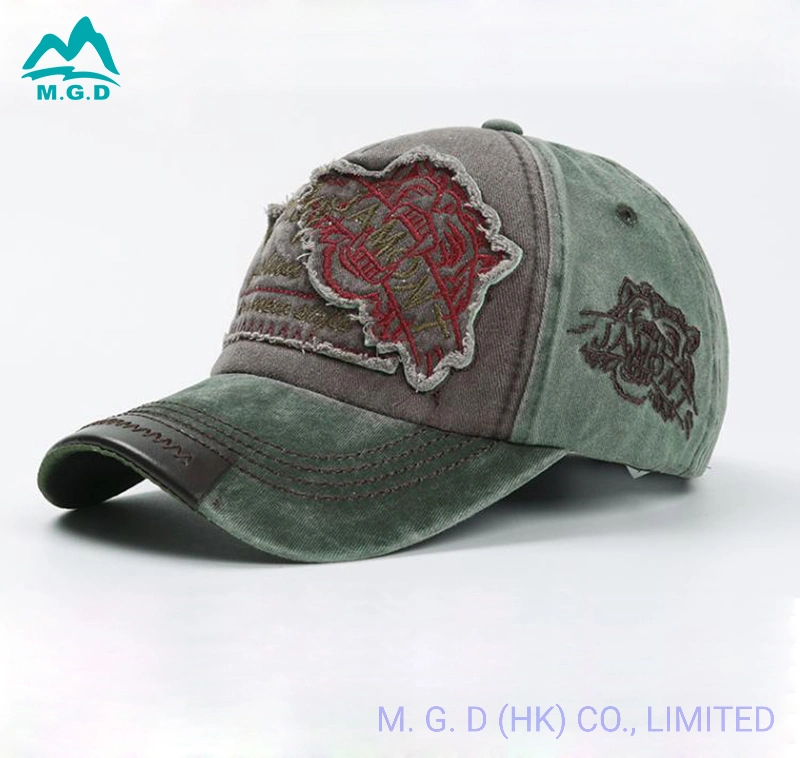 Washed Cotton Flat Embroidered Patch 5 Panel Baseball Cap