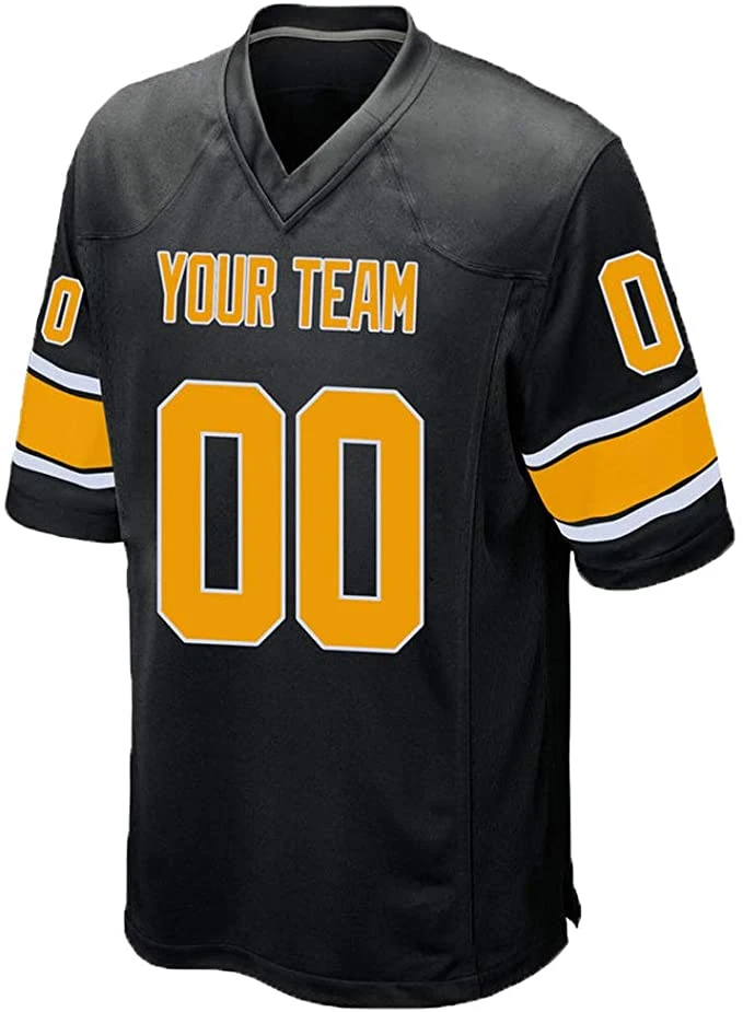 Custom Black Mesh Replica Football Game Jersey Embroidered Team Name and Your Numbers